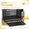 PawHut 45" Heavy Duty Metal Dog Crate with Lockable Wheels, Slide-Out Tray & Anti-Pinch Floor, Large Dog Kennel Playpen - Nertpow - 3 of 4