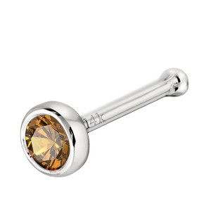 Jewelry Avalanche 22G 14K Gold Bezel-set Citrine Ball-end Nose Stud - 1 of 3