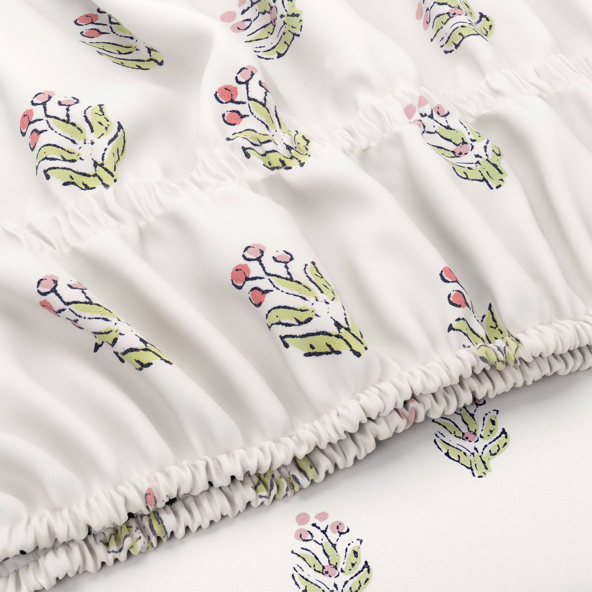 Queen 310 Thread Count Teen Block Print Ruffle Sheet Set Pink/Cream - Threshold™ designed with Studio McGee