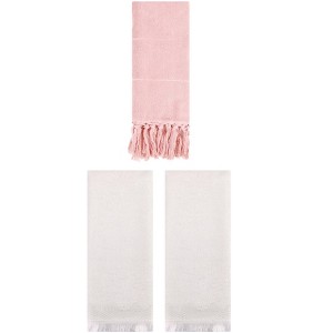 REGALWOVEN 3 Packs Cotton Absorbent Soft Turkish Hand Towels with tassel for Bathroom - 1 of 4