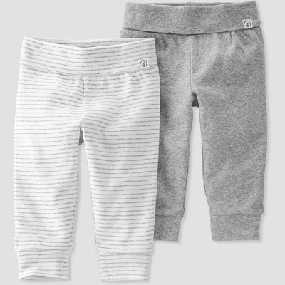 Image of Baby 2pk Organic Cotton Fold Over Pants - little planet by carter's Gray Newborn