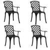 vidaXL Bistro Set Patio Table and Chair Bistro Table Outdoor Cast Aluminum - Black 4 Items - 3 of 4