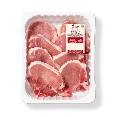 Bone-in Center Cut Pork Chops Family Pack - 2.74-4.56 lbs - price per lb - Good & Gather™