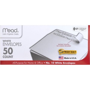 Mead #10 Press-It Seal-It Envelopes 4 1/8" x 9 1/2" White 50 Count (75024) - 1 of 1