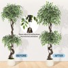 Artificial Banyan Tree, 4 ft Faux Floor Tree, White Faux Ceramic Pot with Pebbles and Green Fake Moss, Suitable for Indoor and Outdoor Decoration - 4 of 4