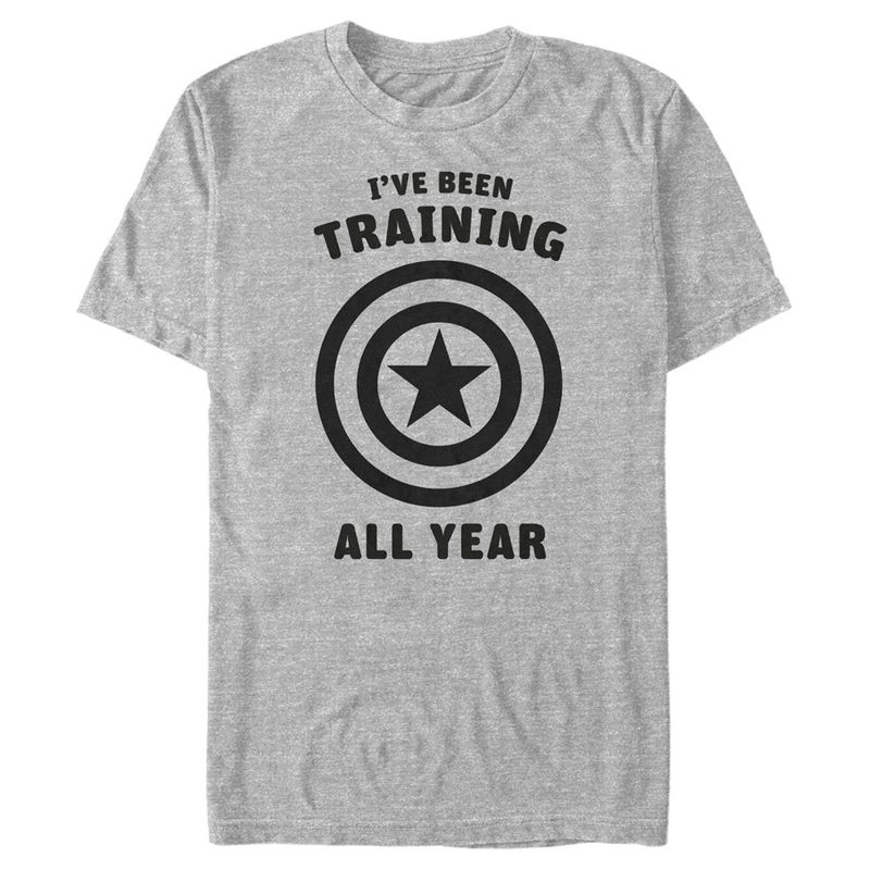 Men's Marvel Captain America Shield I've Been Training All Year T-Shirt, 1 of 6
