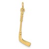 Black Bow Jewelry 14k Yellow Gold and Black Enamel 3D Hockey Stick and Puck Pendant - 3 of 4