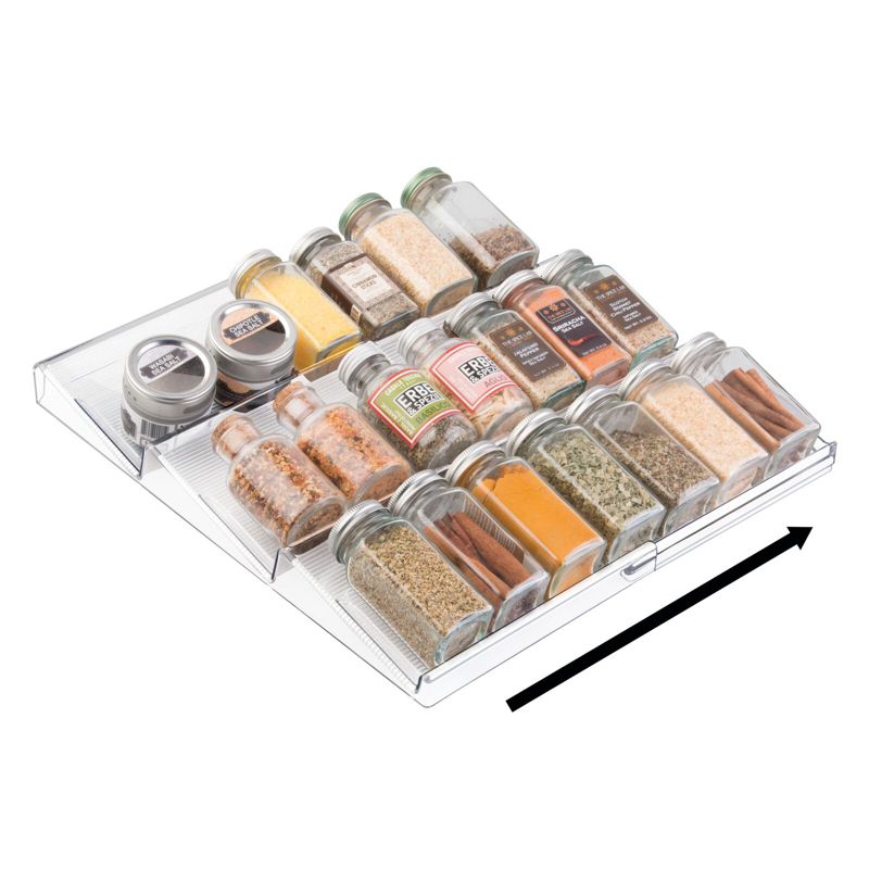 mDesign Expandable Plastic Spice Rack Kitchen Drawer Organizer, 3 Tiers, 4 of 10