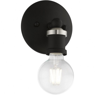 Black and Brushed Nickel Single-Light Vanity Sconce