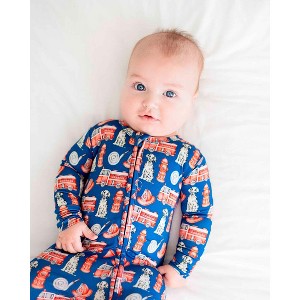 Lev Baby Infant Boys' Buttery Soft Firetruck Double Zipper Footie Pajama - 1 of 4