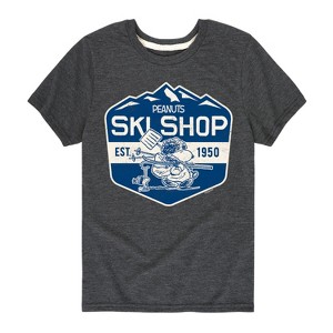 Boys' - Peanuts - Snoopy and Woodstock Ski Shop Short Sleeve Graphic T-Shirt - 1 of 4