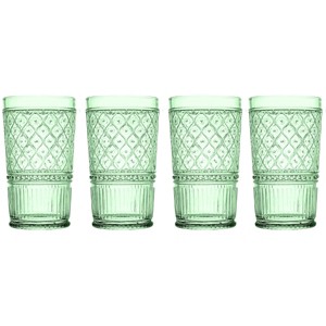 Godinger Silver Set of 4 Claro High Ball Glasses Green: Crystal Drinkware, 17 oz Capacity, Dishwasher-Safe, 5.91" Height - 1 of 3