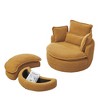 Corduroy Swivel Chair with Storage Ottoman and Back Pillow - 4 of 4