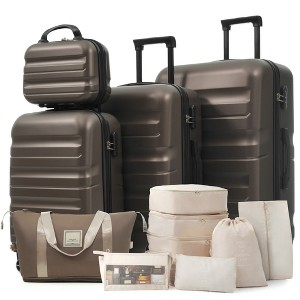 Whisen 13-Piece Luggage Set, 12"/20"/24"/28" ABS Hardshell Suitcases, Duffel Bag and 8 Packing Cubes - 1 of 4