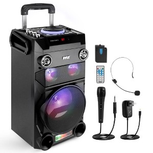 Pyle Portable Bluetooth Karaoke Speaker System - PA Loudspeaker - Black - 1 of 4