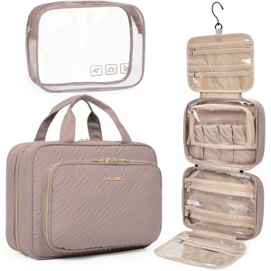Hanging Toiletry Bag, Travel Makeup Organizer with TSA Approved Transparent Cosmetic Bag for Full-Sized Toiletries - 1 of 4