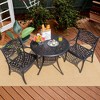 Tangkula 3PCS Cast Aluminum Patio Bistro Set Outdoor Dining Table & Chair Furniture Set - 3 of 4