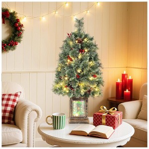 TackView 3ft Small Christmas Tree, Tabletop Artificial Christmas Tree with Retro Pot for Home Office Entrance Holiday Decorations - 1 of 4