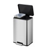 EKO 25L+25L Eco Rise Recycle Dual Compartment Step: Stainless Steel Indoor Trash Can, Kitchen Recycling Bin, Silver - 4 of 4