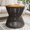 vidaXL Coffee Table with Wire Base Black Ø 17.7"x17.3" Solid Wood Acacia - 2 of 4