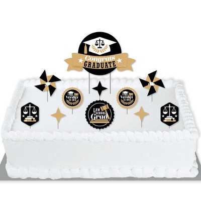 Big Dot of Happiness Law School Grad - Future Lawyer Graduation Party Cake Decorating Kit - Congrats Graduate Cake Topper Set - 11 Pieces