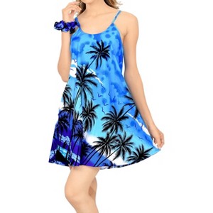 LA LEELA Women's Vacay Holiday Summer Beachwear Sleeveless Casual Spaghetti Strap Nightgown Slip Beach Dress - 1 of 4