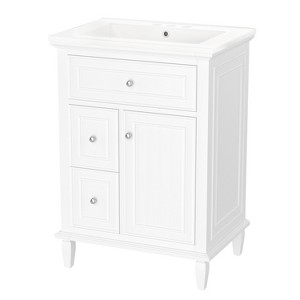 Dexmalle 24" Bathroom Vanity Cabinet with One Flip Drawer and Two Drawers - 1 of 4
