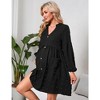 Maternity Swiss Dot Dress V Neck Long Sleeve Button Down Mini Dress Baby Shower Photoshoot with Pockets - 3 of 4