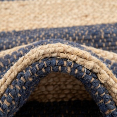 Hand-Braided Jute and Cotton Navy Ivory 4x6 Area Rug