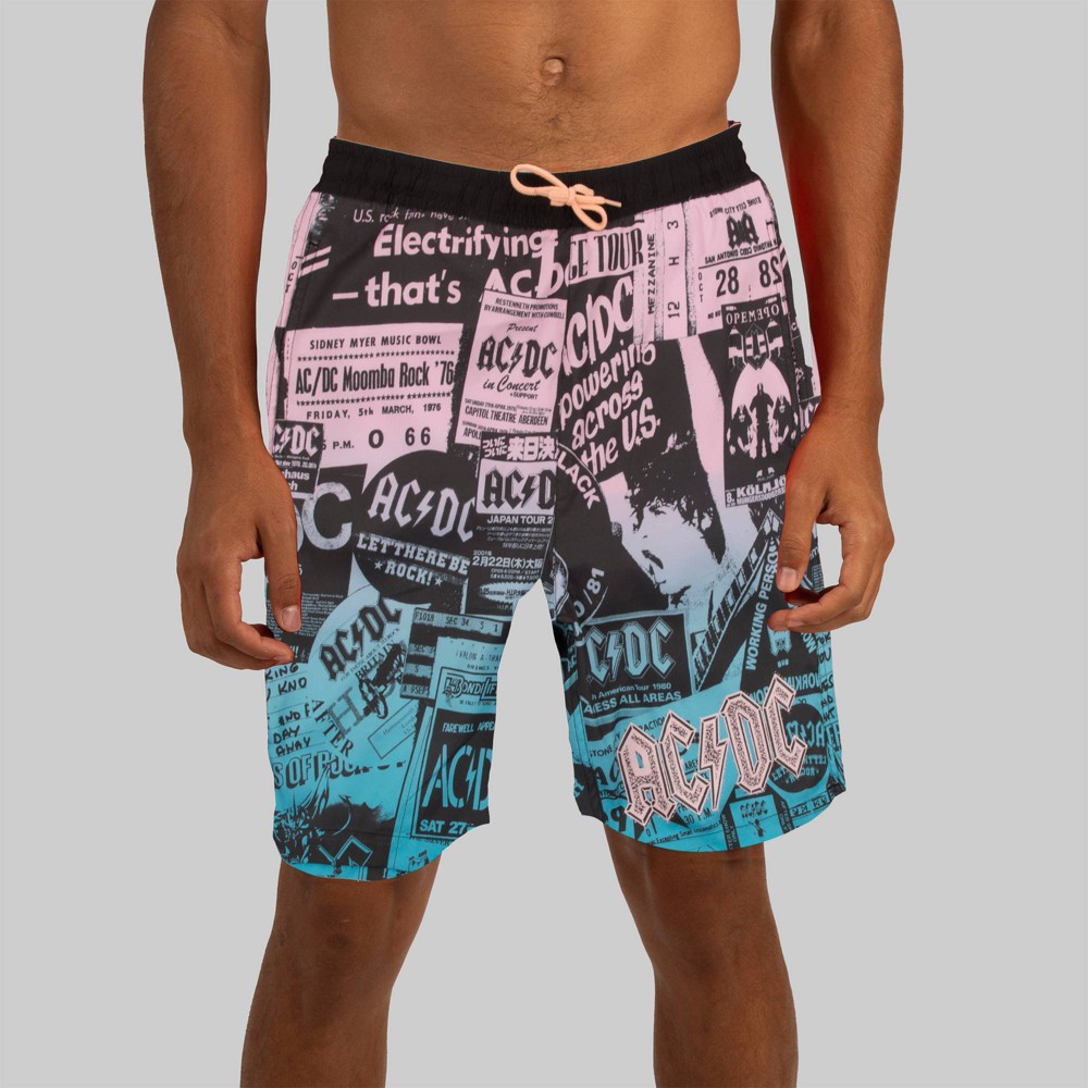 Men's AC/DC 8.5" Board Swim Shorts - Black XXL