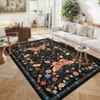 Washable Farmhouse Floral Print Living Room Rugs, Soft Butterfly Print Ultra Thin Bedroom Carpet, Non Slip Textured Dining Room Rugs - 3 of 4