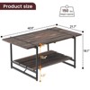 2-Tier Farmhouse 41'' Large Gray Wood Coffee Table with Storage Shelf -Modern Rustic Metal Rectangle Center - 3 of 4