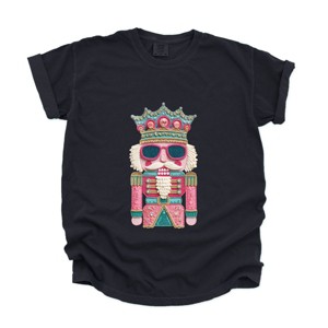 Pink and Teal Nutcracker Patchwork Print - Women's Garment Dyed Graphic T-Shirt - 1 of 4