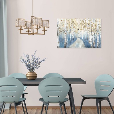 18" x 26" Blue and Gold Botanical Canvas Art