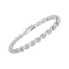 Haus of Brilliance Silver Round-Cut Diamond Accent Floral Cluster and "X" Link Bracelet - 2 of 4
