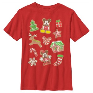 Boy's Mickey & Friends Christmas Gingerbread Cookies Collage T-Shirt - 1 of 4
