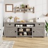 70" Farmhouse TV Stand for 80” TVs, Media Console with Drop-Down Doors, Storage Cabinets & Open Shelves - 4 of 4