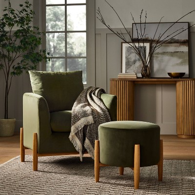 Talbert Pillow Top Slipper Chair with Casters Olive Green Velvet (KD) -  Threshold™ designed with Studio McGee