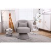 NicBex Faux Fur/Linen Swivel Accent Chair with Wooden Base,Modern Round Barrel Chair,Armchair for Bedroom,Reading Room - 2 of 4