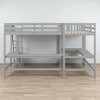 L-Shaped Twin Loft Bed with 2 Built-in Desks, Solid Wood Frame, Ladder Access, No Box Spring Needed, Gray Finish - 3 of 4
