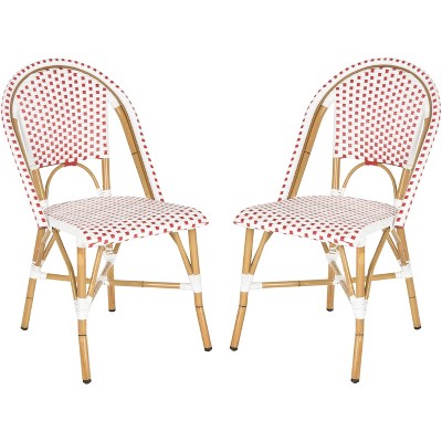 Transitional Salcha 18" Brown, Red & White PE Wicker Side Chair - Set of 2