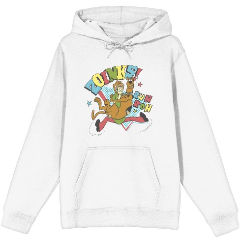 Scooby-Doo Zoinks Ruh Roh Adult White Long Sleeve Hoodie-XL