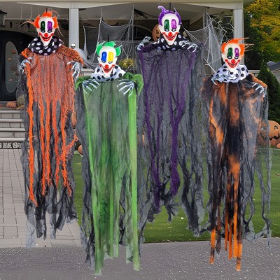 Joyfy 4Pcs 29” Halloween Hanging Clown Outdoor Decorations, Halloween Prop Décor for Lawn Yard Graveyard Front Porch Party Supplies