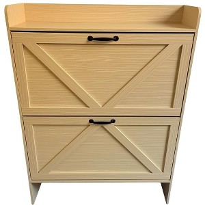 2-Drawer Slim Shoe Cabinet – Freestanding Entryway Storage with Metal Legs - 1 of 1