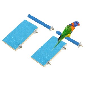 Unique Bargains Bird Perch Stand Wooden Parrot Perch Stand Toy Paw Grinding Stick Bird Cage Accessories 4 Pcs - 1 of 4