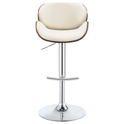 NicBex Bar Stools for Kitchen Island,Adjustable Counter Height Bar Stools with Metal Footrest,Bar Chairs for Dining Rooms,Kitchens,Ivory/Black
