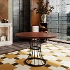 APRILSOUL Veneer 42" Round Dining Table ¨C Solid Wood-Look Top, Heavy-Duty Wrought-Iron Pedestal Base - 2 of 4