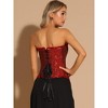 Allegra K Women's Victorian Style Strapless Bustier Lace Up Corset Black  Red Medium