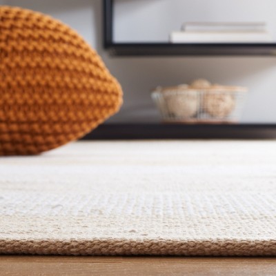 Ivory and Gold Striped Kilim 3' x 5' Wool Cotton Rug