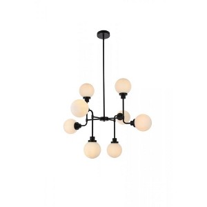 Elegant Lighting Hanson 8 lights pendant in black with frosted shade - 1 of 4
